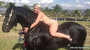 Naked Blond and Horse: Farm Photo Shoot in Mexico