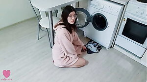 My Step Sister was NOT stuck in the washing machine and caught me when I wished to plow her pussy