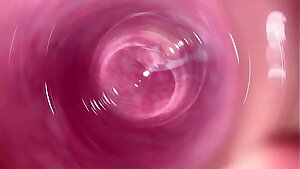 Camera inwards my tight creamy pussy, Internal view of my horny vagina
