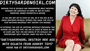 Dirtygardengirl ruin her rump with goliath from mr hankey toys