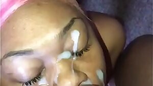 Massive Facial for Ebony Dumb Slut