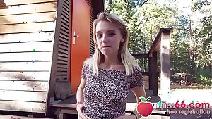 SWEET Nubile Lily Ray gets BONED behind an old shack and swallows a big load! (ENGLISH) Dates66.com