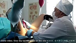 Girl inspected at a gynecologist's - stormy orgasm